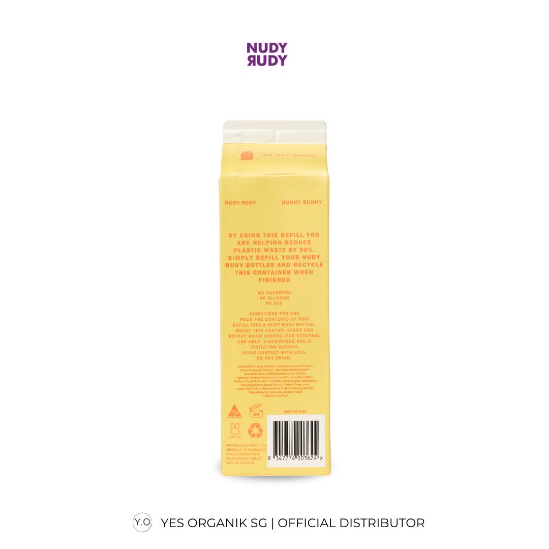 Nudy Rudy Hunny Bunny Hand & Body Wash 1L Refill | Moisturising & Suitable for All Skin Types