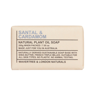 Wavertree & London Santal & Cardamom Soap Bar | Moisturising Triple-Milled Bar with Shea Butter | 100% Naturally Derived | Moisturizing Triple-Milled Bar with Shea Butter | Gentle on Skin