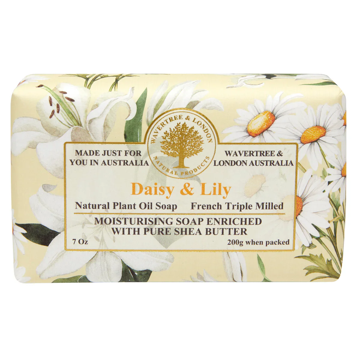 Wavertree & London Daisy & Lilly Soap Bar | Moisturising Triple-Milled Bar with Shea Butter | Gentle on Skin