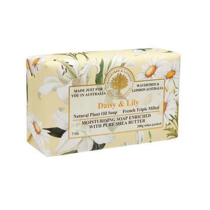 Wavertree & London Daisy & Lilly Soap Bar | Moisturising Triple-Milled Bar with Shea Butter | Gentle on Skin