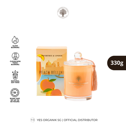 Wavertree & London Peach Bellini Candle | Non-Toxic Soy Candle | 60H Burn