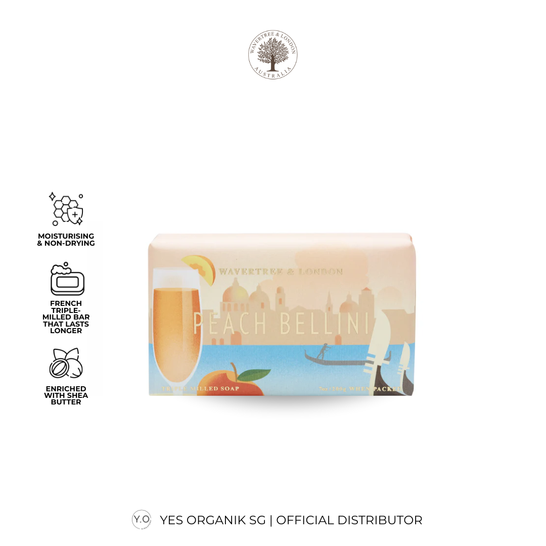 Wavertree & London Peach Bellini Soap Bar | Moisturising Triple-Milled Bar with Shea Butter | Gentle on Skin