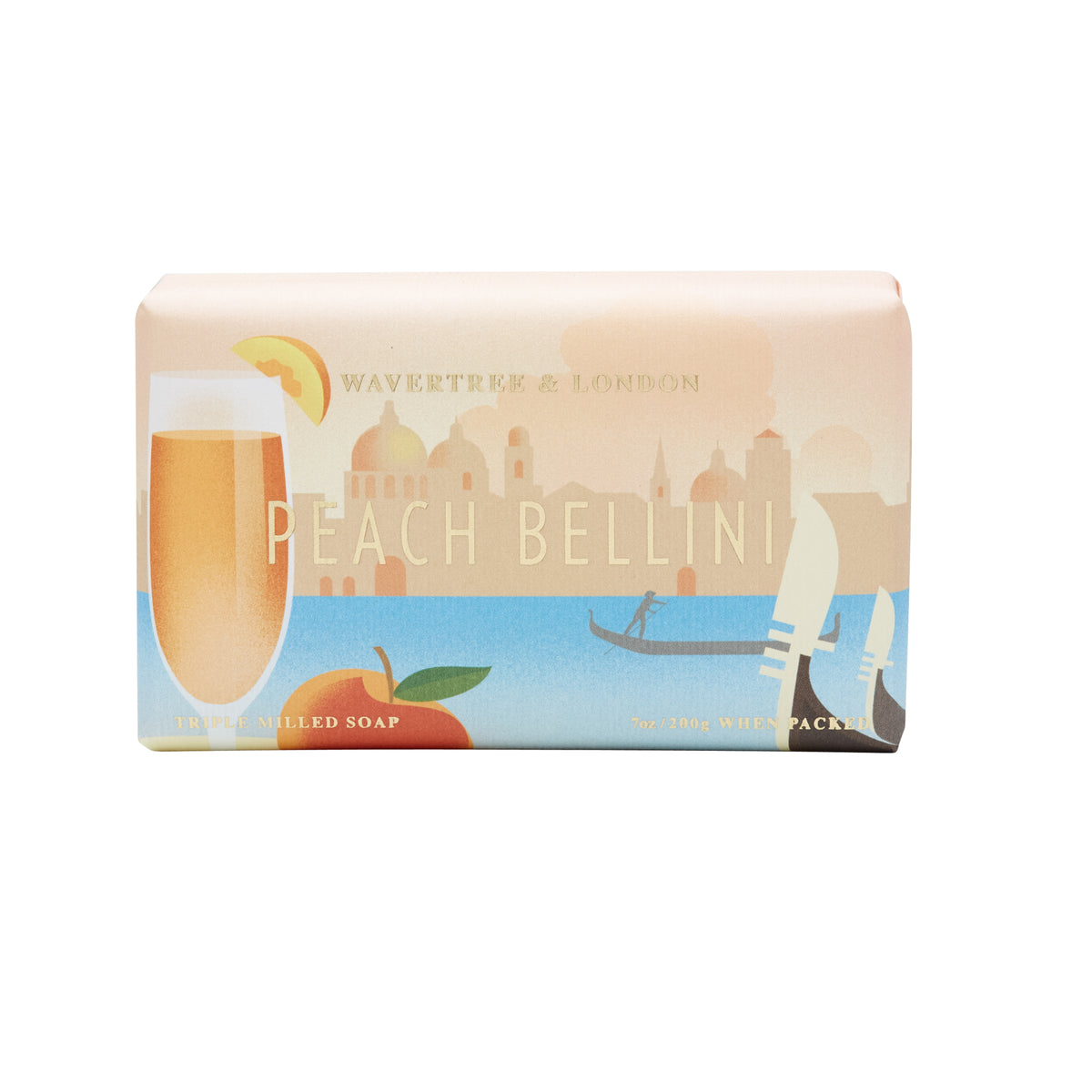 Wavertree & London Peach Bellini Soap Bar | Moisturising Triple-Milled Bar with Shea Butter | Gentle on Skin