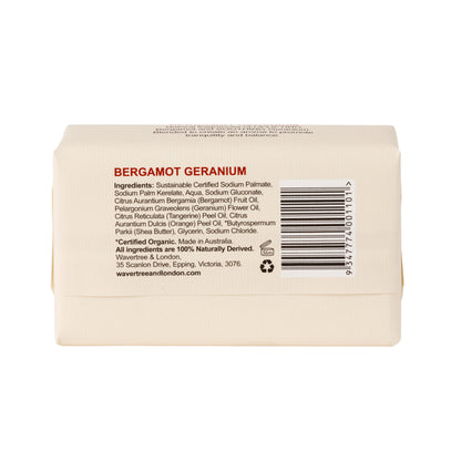 Wavertree & London Bergamot & Geranium Soap Bar | Moisturising Triple-Milled Bar with Shea Butter | 100% Naturally Derived