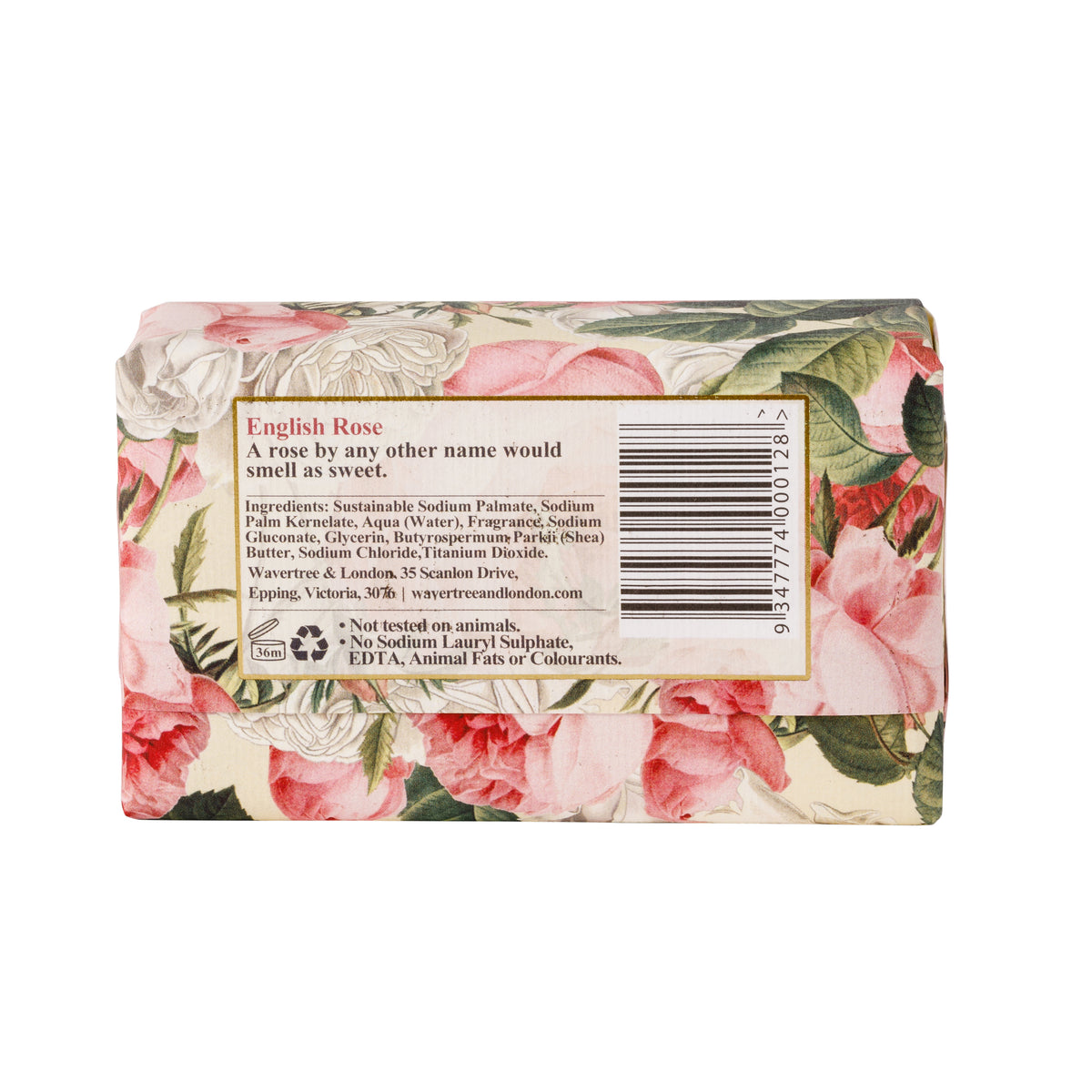 Wavertree & London English Rose Soap Bar | Moisturizing Triple-Milled Bar with Shea Butter | Gentle on Skin