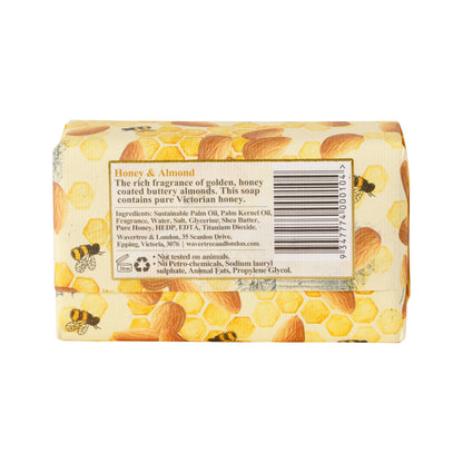 Wavertree & London Honey & Almond Soap Bar | Moisturising Triple-Milled Bar with Shea Butter | Gentle on Skin