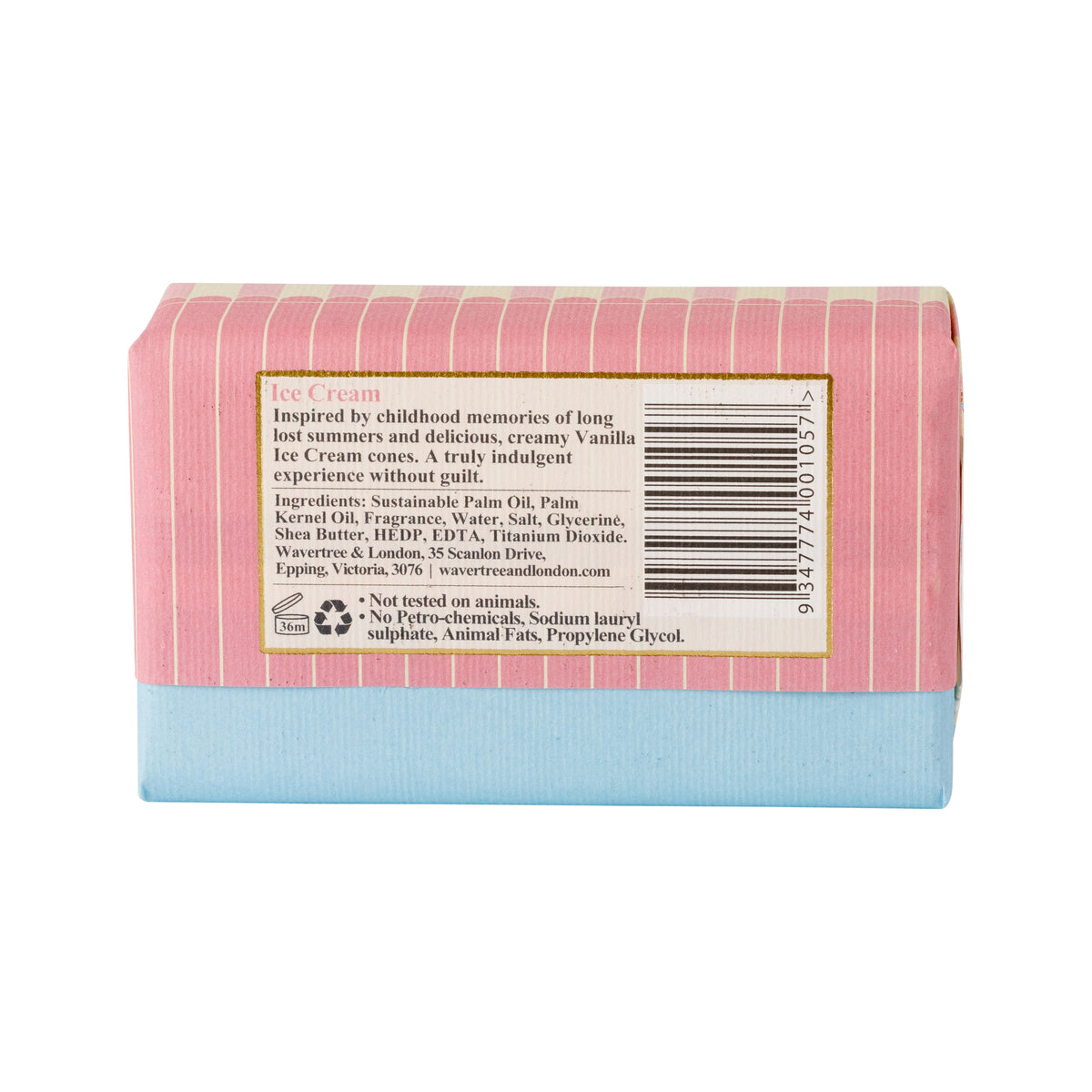 Wavertree & London Ice Cream Soap Bar | Moisturising Triple-Milled Bar with Shea Butter | Gentle on Skin
