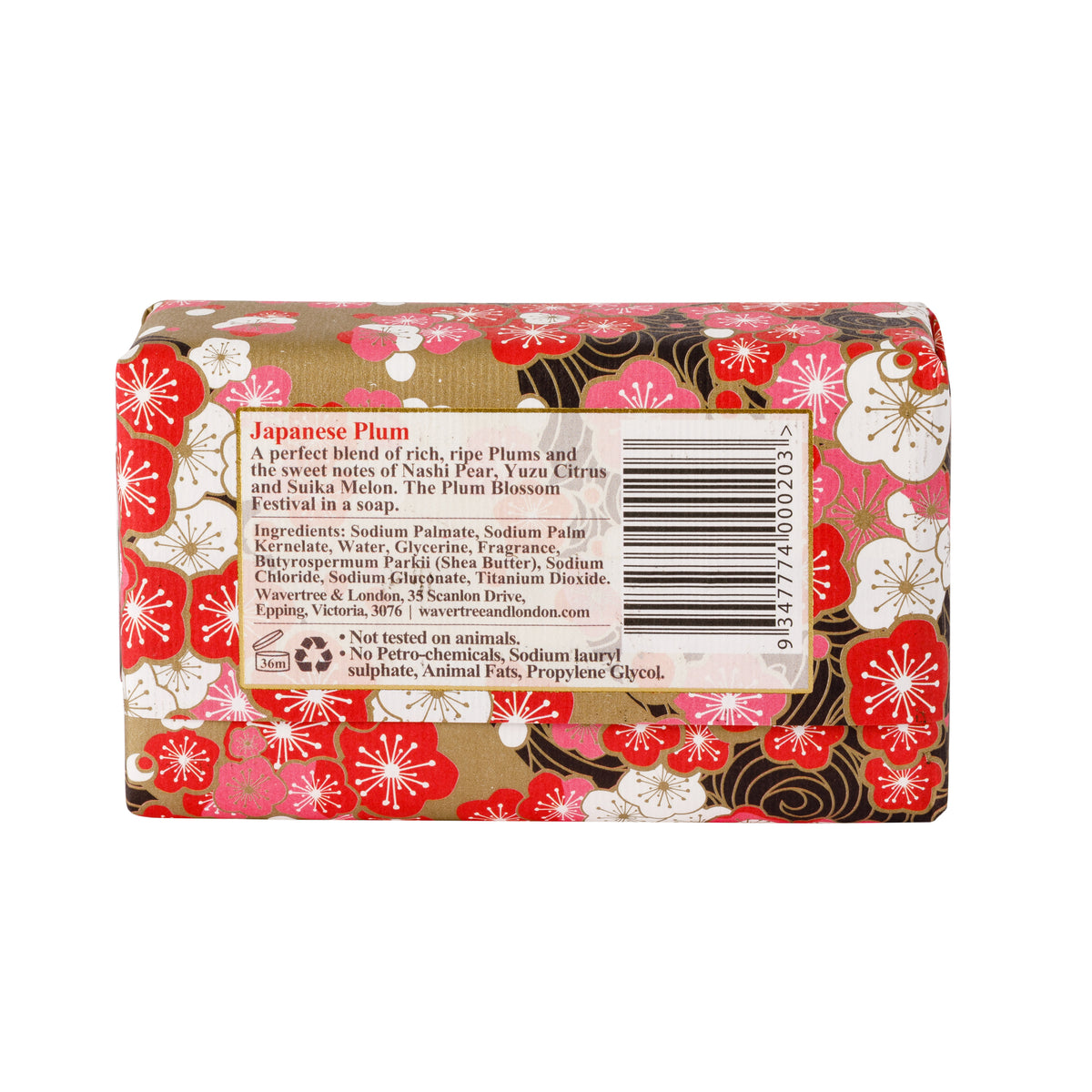 Wavertree & London Japanese Plum Soap Bar | Moisturising Triple-Milled Bar with Shea Butter | Gentle on Skin