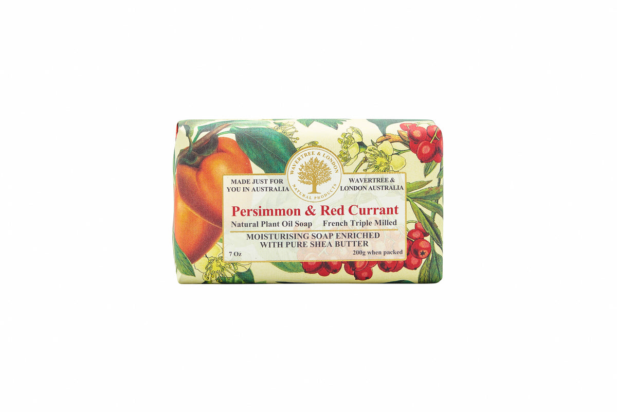 Wavertree & London Persimmon & Red Currant Soap Bar | Moisturising Triple-Milled Bar with Shea Butter | Gentle on Skin