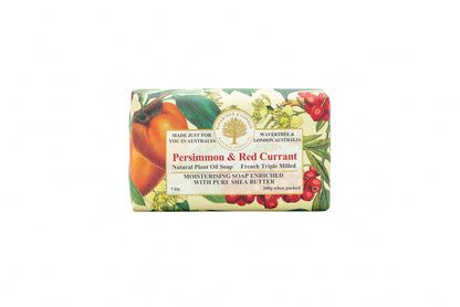 Wavertree & London Persimmon & Red Currant Soap Bar | Moisturising Triple-Milled Bar with Shea Butter | Gentle on Skin