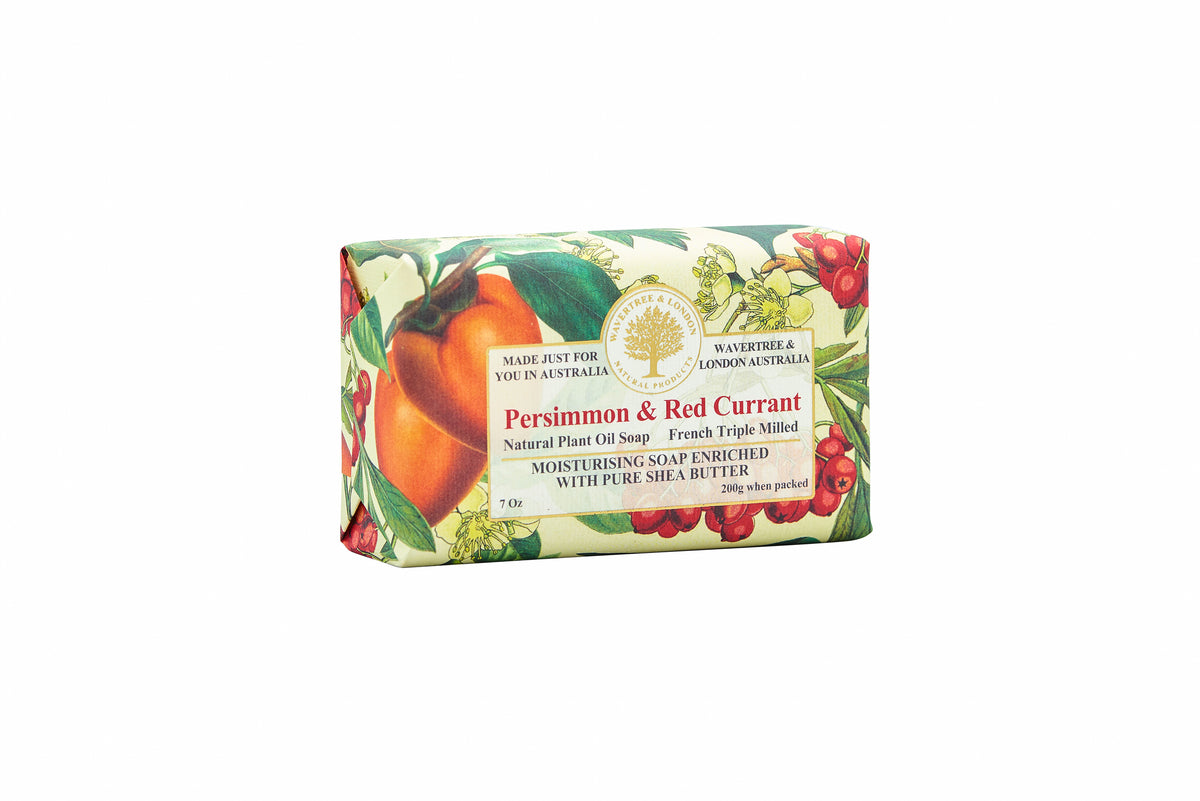 Wavertree & London Persimmon & Red Currant Soap Bar | Moisturising Triple-Milled Bar with Shea Butter | Gentle on Skin