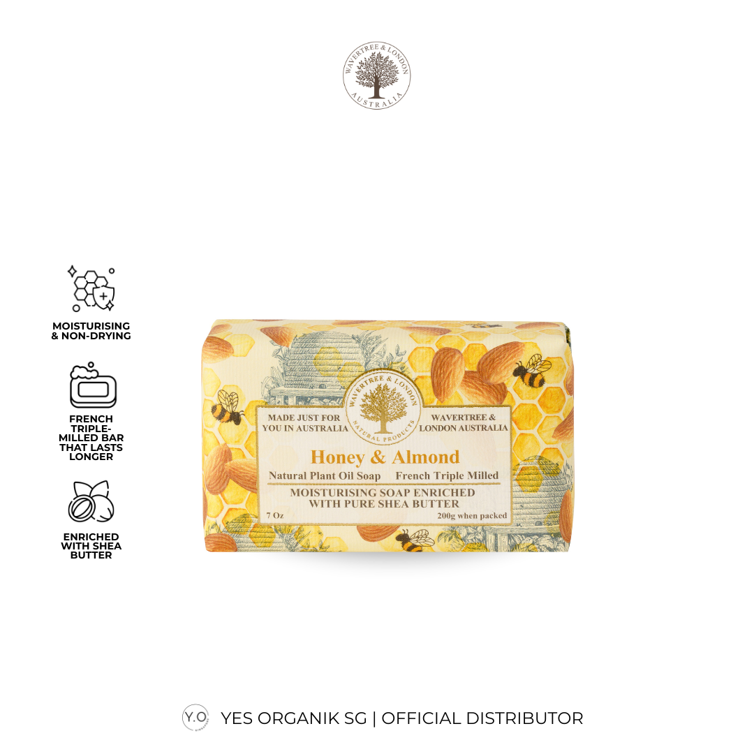 Wavertree & London Honey & Almond Soap Bar | Moisturising Triple-Milled Bar with Shea Butter | Gentle on Skin