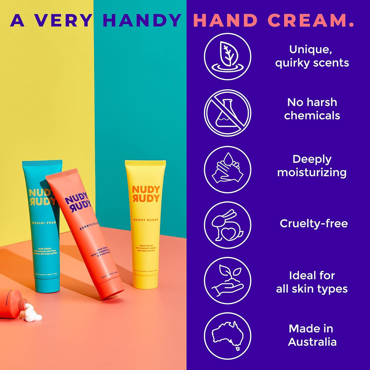 Nudy Rudy Wasabi Pear Hand Cream | Organic Shea Butter | Non-Greasy Lotion | Natural Ingredient Skin Care