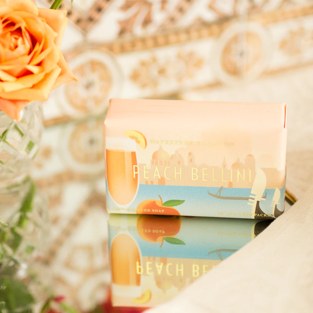 Wavertree & London Peach Bellini Soap Bar | Moisturising Triple-Milled Bar with Shea Butter | Gentle on Skin