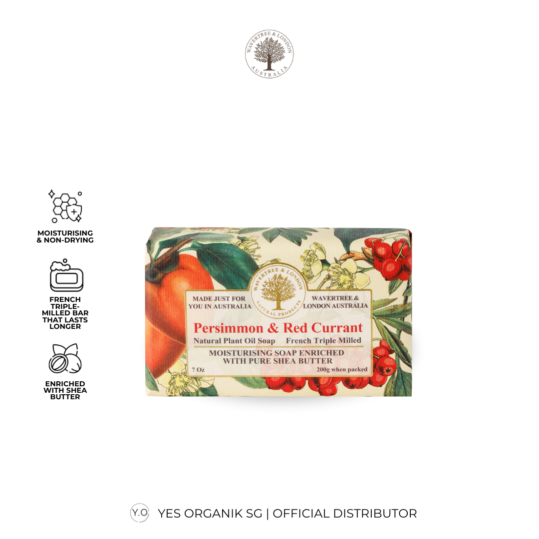 Wavertree & London Persimmon & Red Currant Soap Bar | Moisturising Triple-Milled Bar with Shea Butter | Gentle on Skin