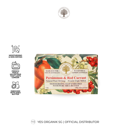 Wavertree & London Persimmon & Red Currant Soap Bar | Moisturising Triple-Milled Bar with Shea Butter | Gentle on Skin