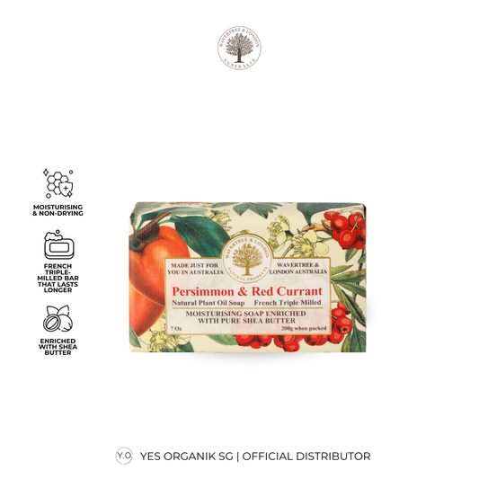 Wavertree & London Persimmon & Red Currant Soap Bar | Moisturising Triple-Milled Bar with Shea Butter | Gentle on Skin