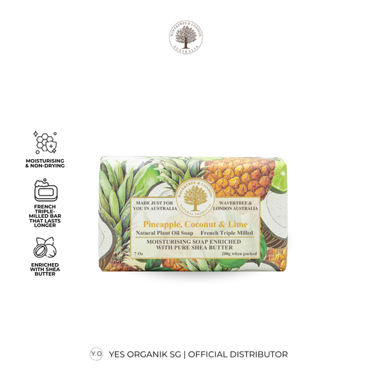 Wavertree & London Pineapple, Coconut & Lime Soap Bar | Moisturising Triple-Milled Bar with Shea Butter | Gentle on Skin