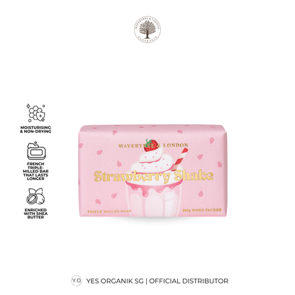 Wavertree & London Strawberry Shake Soap Bar | Moisturising Triple-Milled Bar with Shea Butter