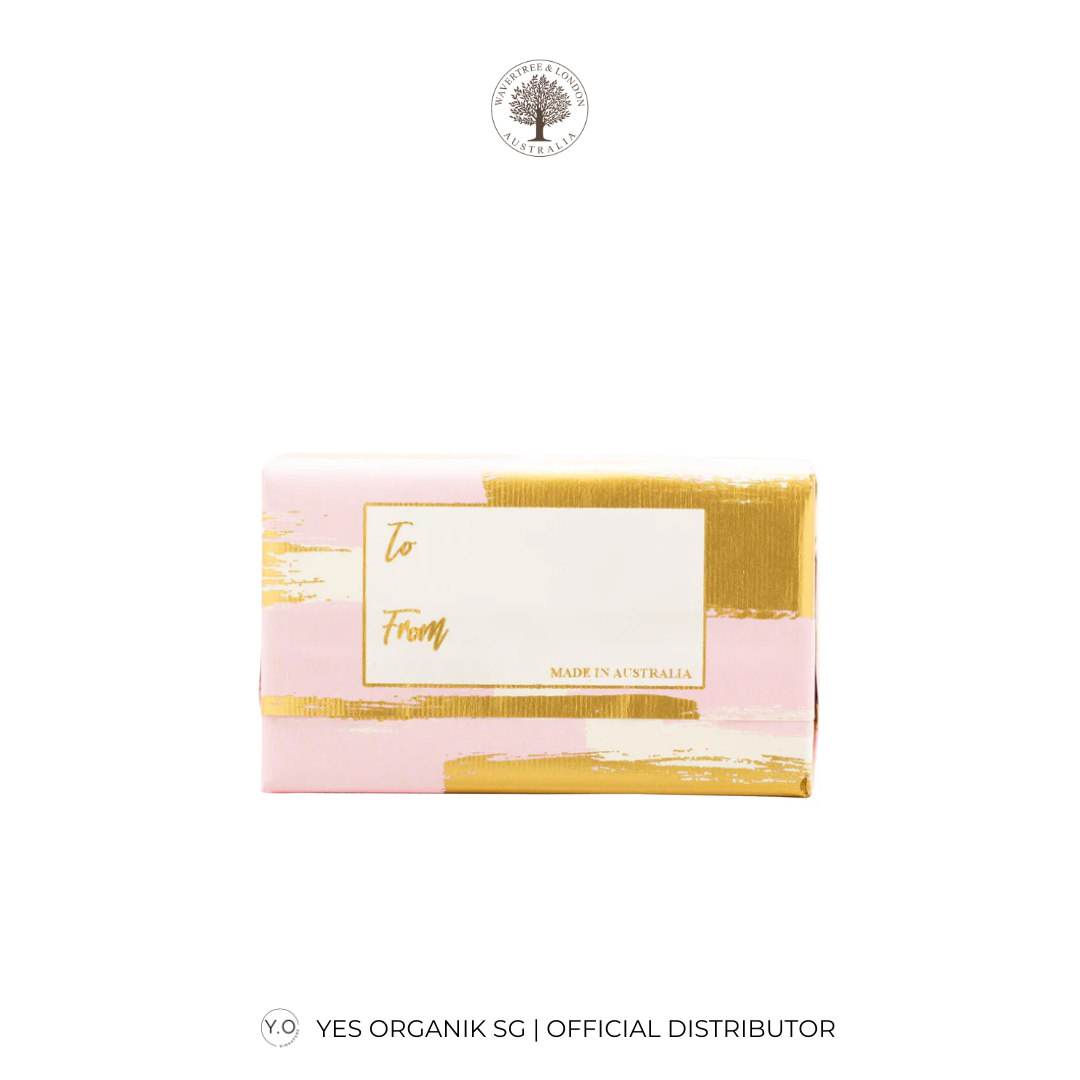 Pink and gold soap bar with 'To & From' text on a white background