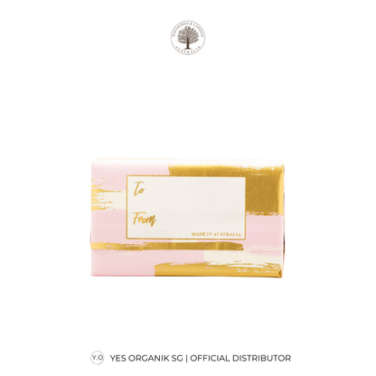 Pink and gold soap bar with 'To & From' text on a white background